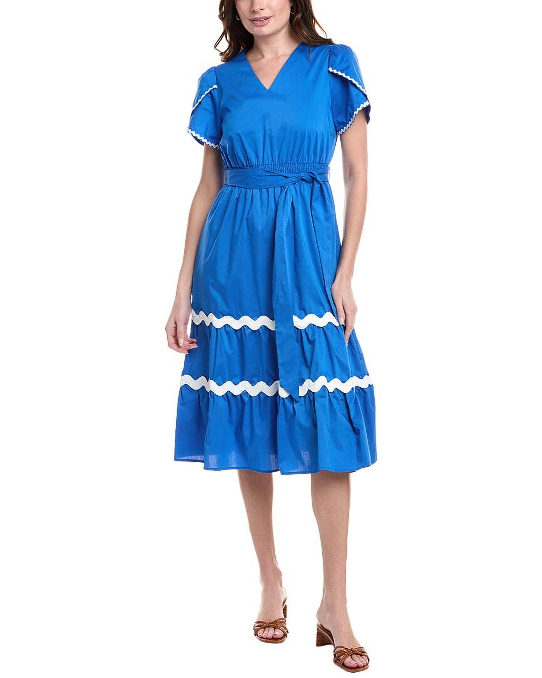 Nanette Nanette Lepore womens Ric Rac Midi Dress, 14, Blue
